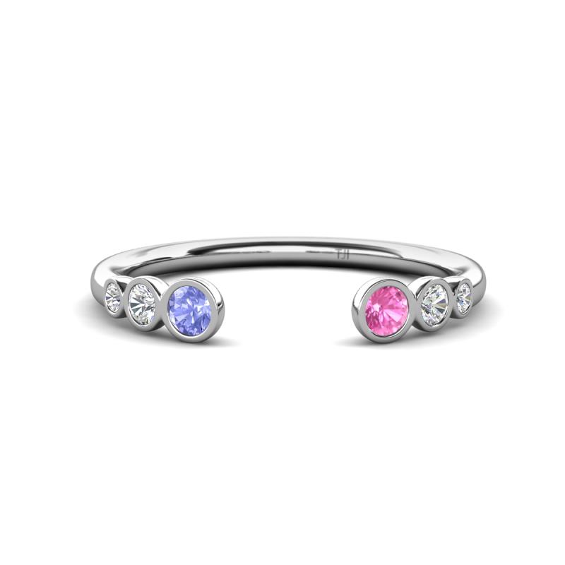 Makena Tanzanite and Pink Sapphire Open Wedding Band 