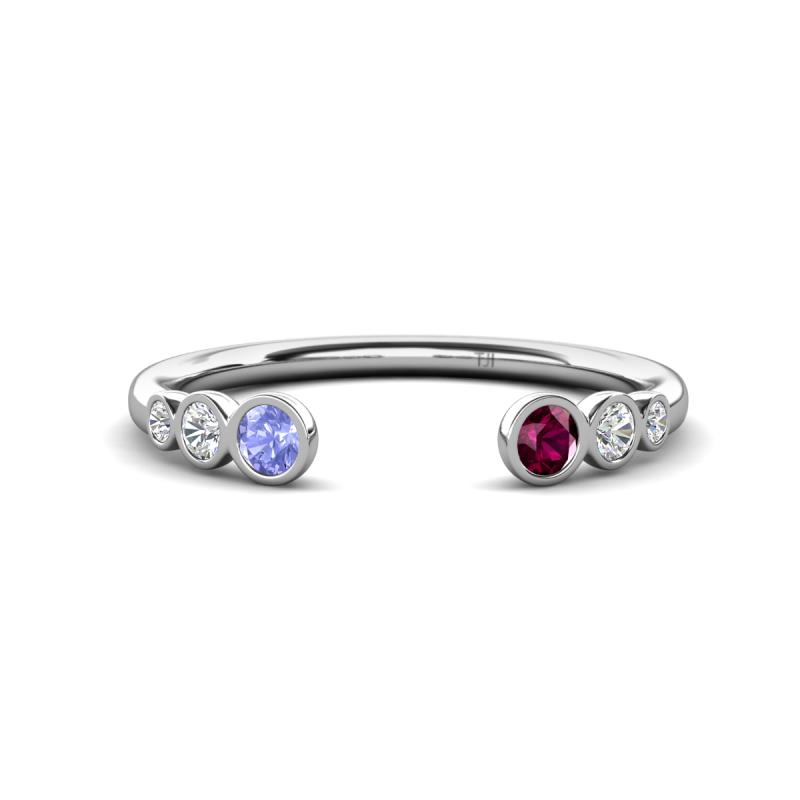 Makena Tanzanite and Rhodolite Garnet Open Wedding Band 