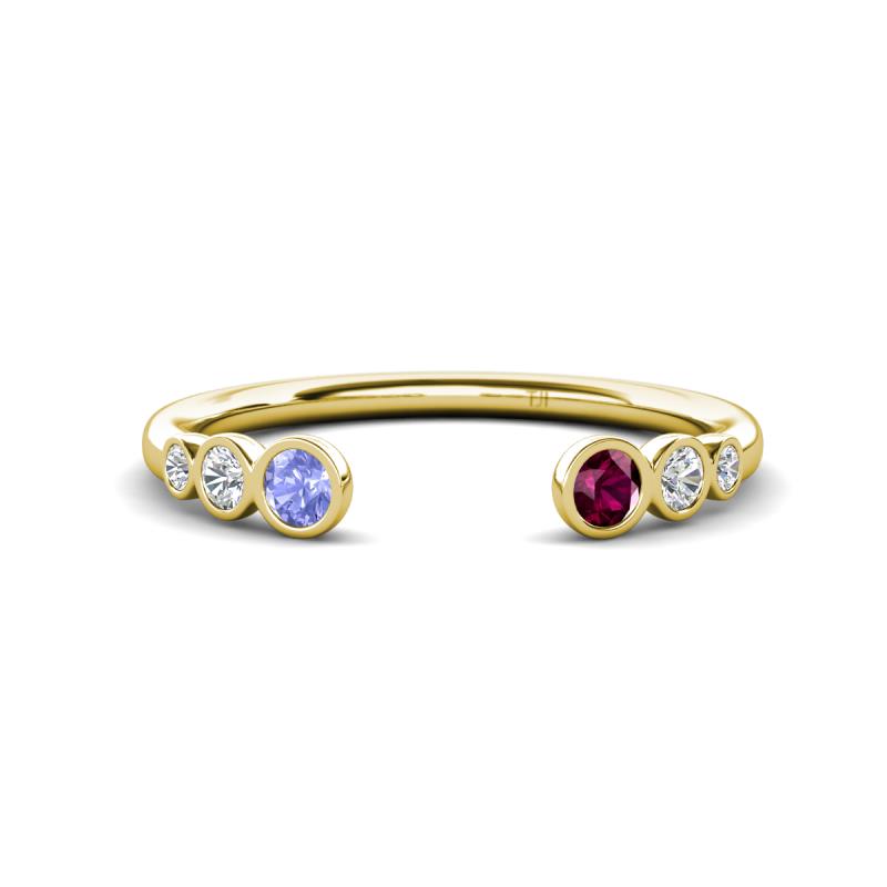 Makena Tanzanite and Rhodolite Garnet Open Wedding Band 