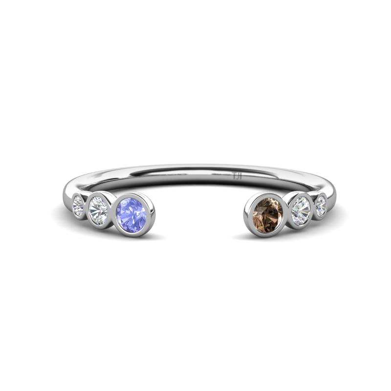 Makena Tanzanite and Smoky Quartz Open Wedding Band 