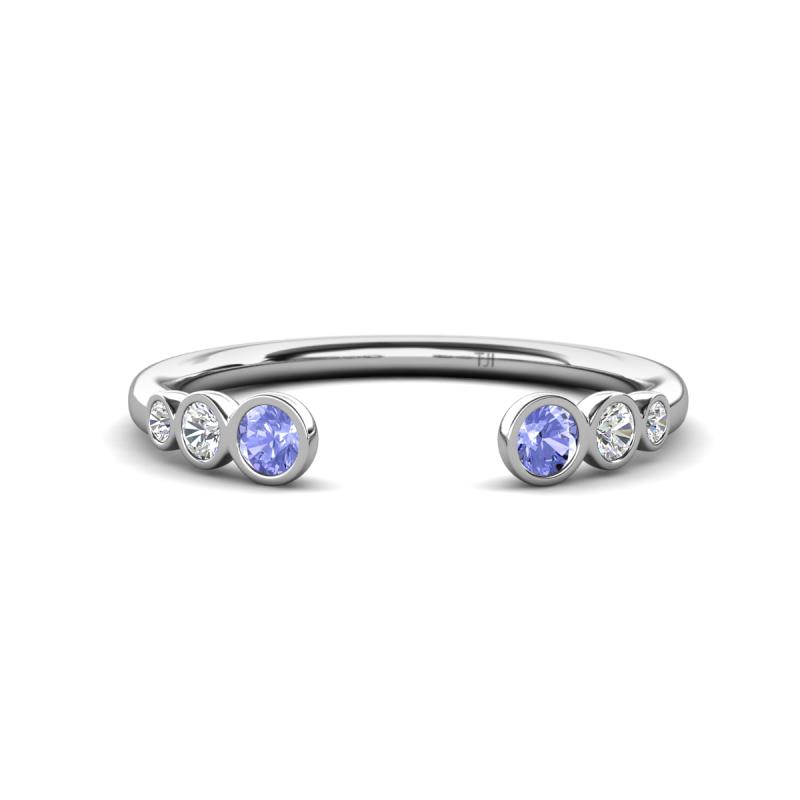 Makena Tanzanite and Lab Grown Diamonds Open Wedding Band 