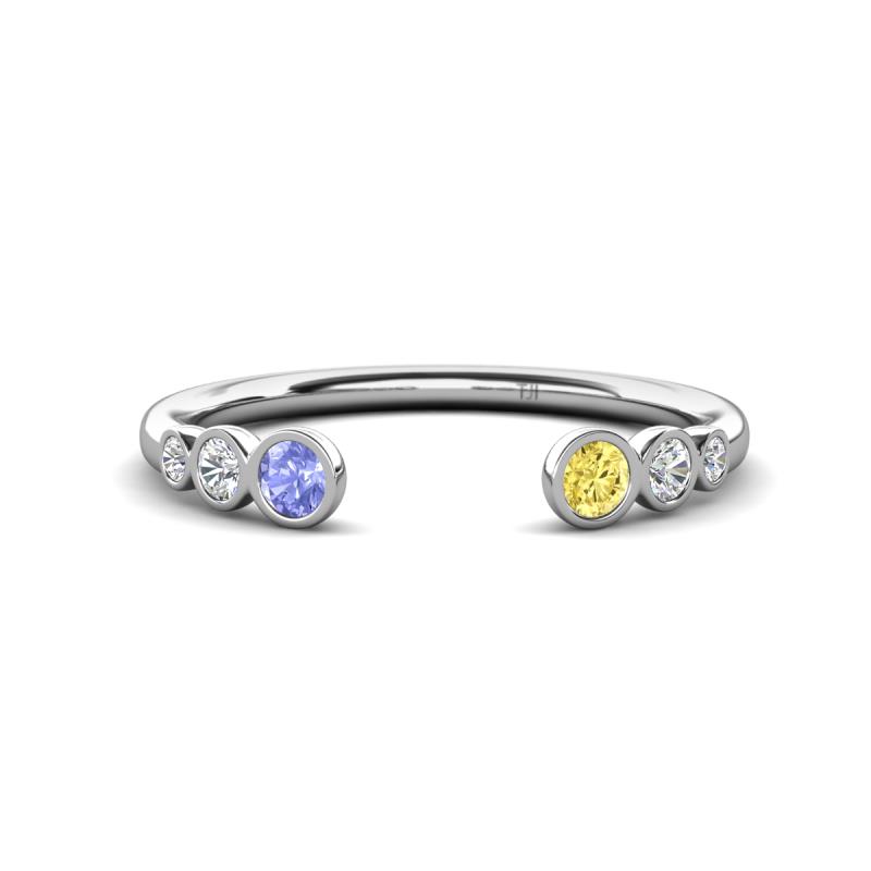 Makena Tanzanite and Yellow Sapphire Open Wedding Band 