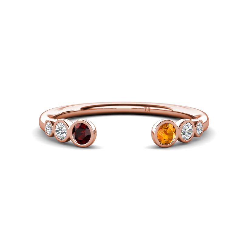 Makena Red Garnet and Citrine Open Wedding Band 