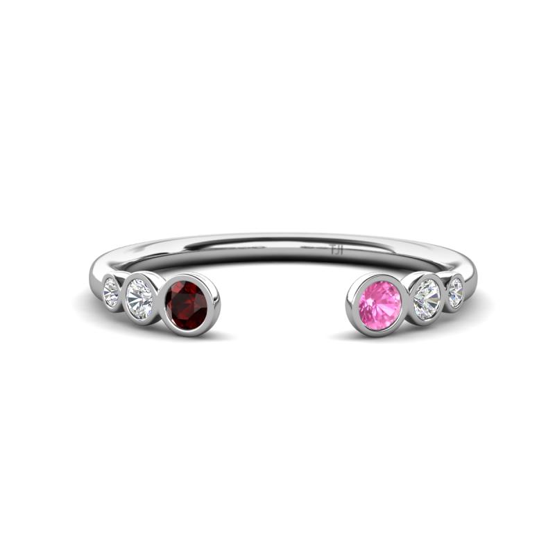 Makena Red Garnet and Pink Sapphire Open Wedding Band 