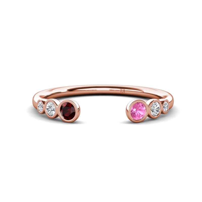 Makena Red Garnet and Pink Sapphire Open Wedding Band 