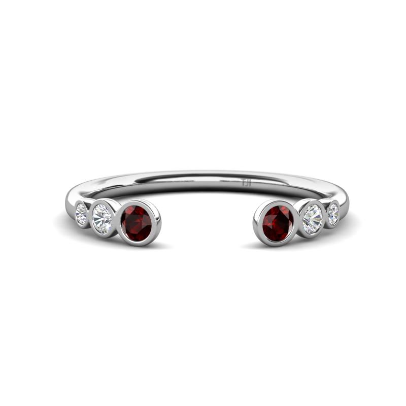 Makena Red Garnet and Lab Grown Diamonds Open Wedding Band 