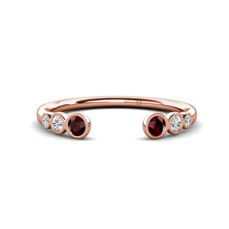 Makena Red Garnet and Lab Grown Diamonds Open Wedding Band 