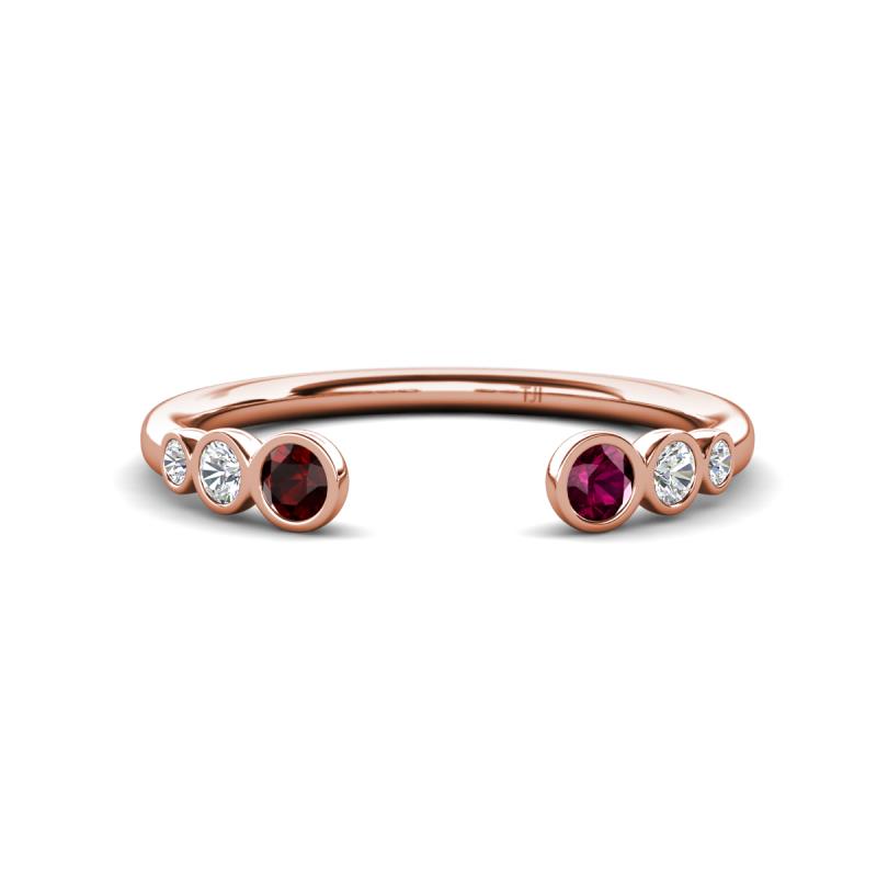Makena Red Garnet and Rhodolite Garnet Open Wedding Band 