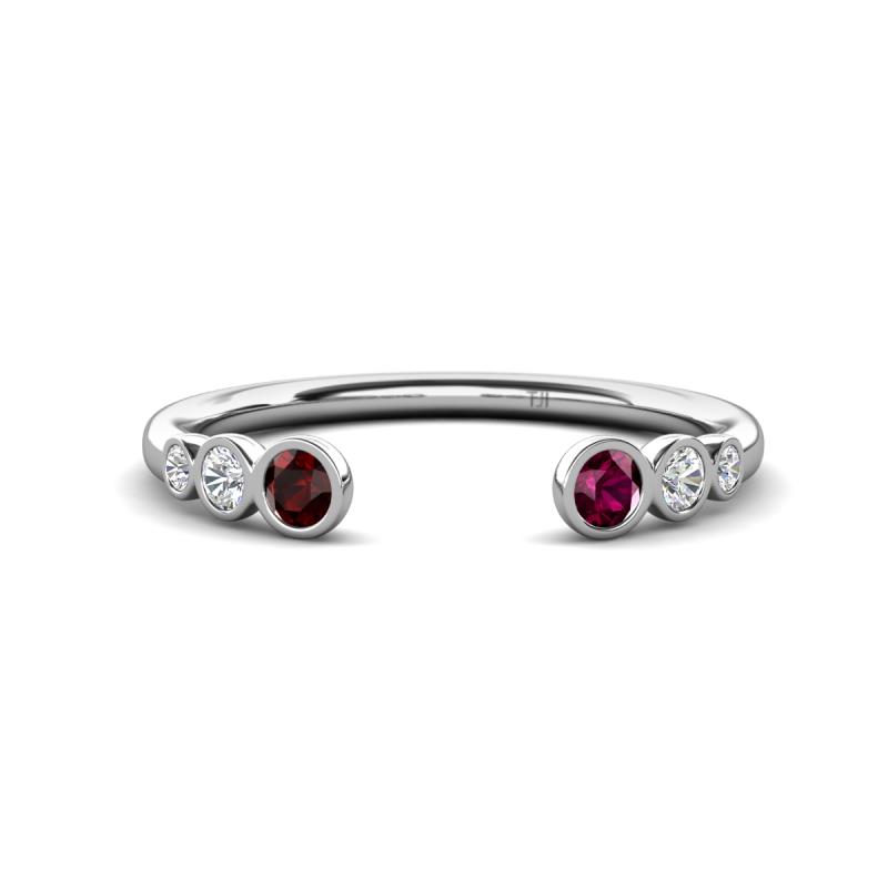 Makena Red Garnet and Rhodolite Garnet Open Wedding Band 