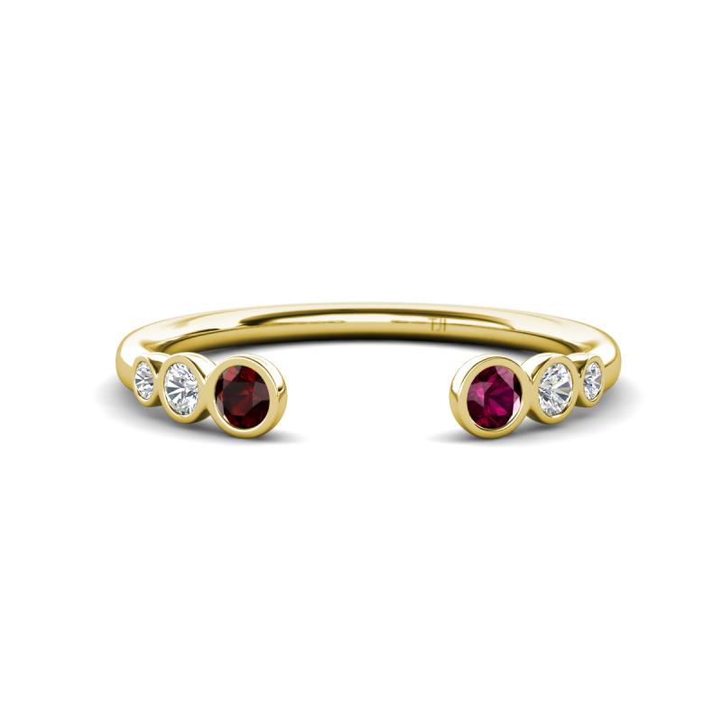Makena Red Garnet and Rhodolite Garnet Open Wedding Band 