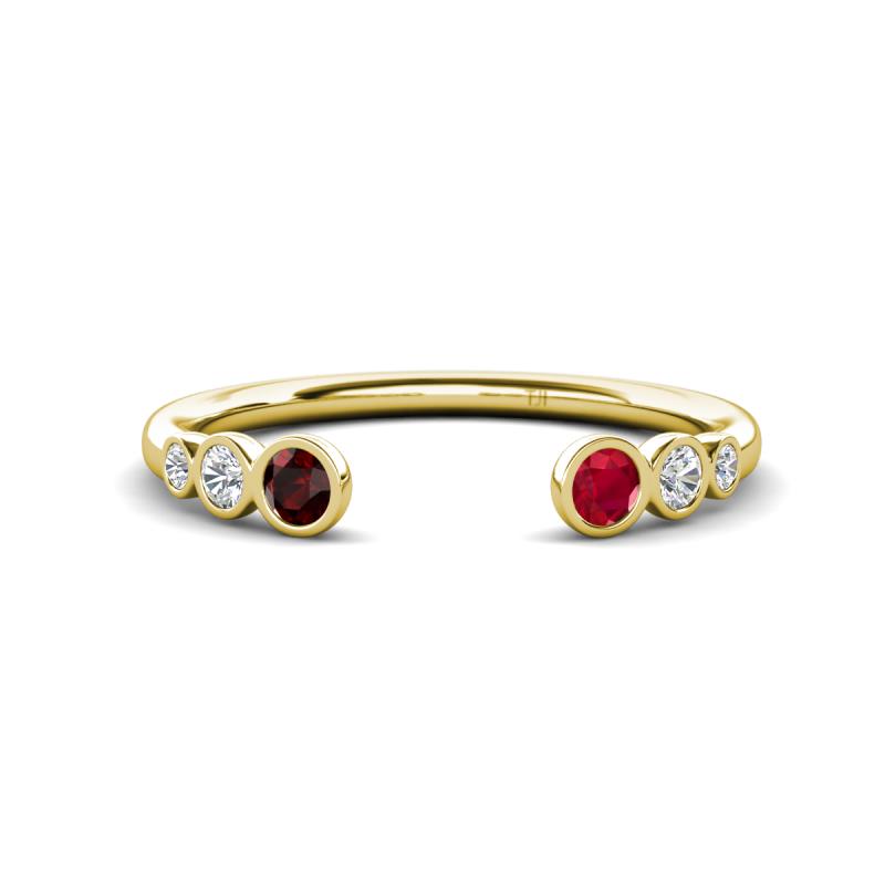 Makena Red Garnet and Ruby Open Wedding Band 