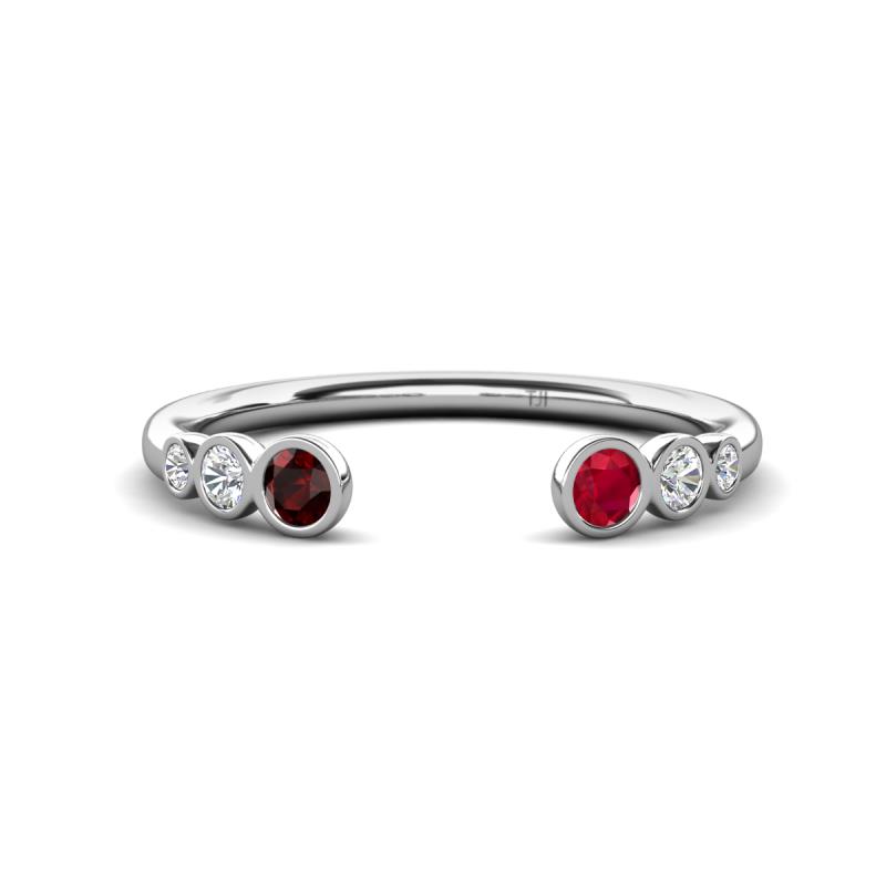 Makena Red Garnet and Ruby Open Wedding Band 