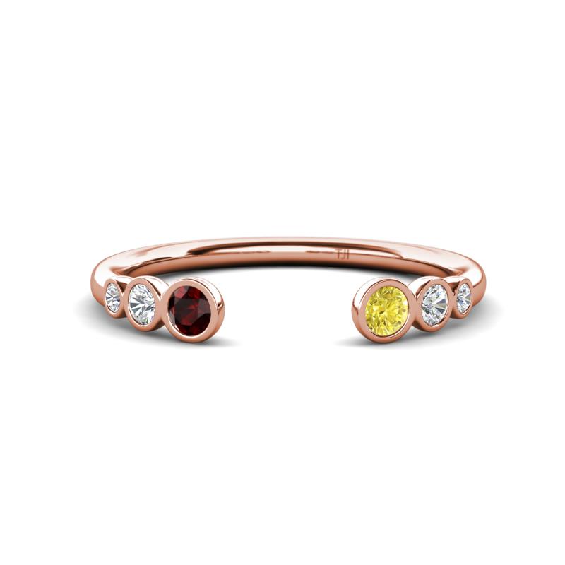 Makena Red Garnet and Yellow Diamond Open Wedding Band 