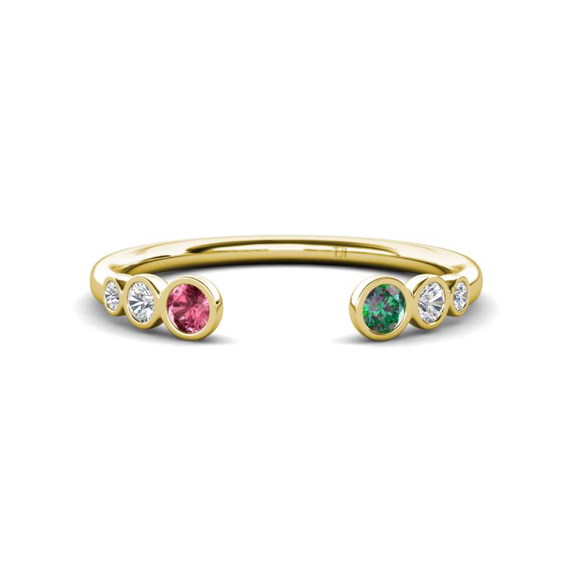 Makena Pink Tourmaline and Created Alexandrite Open Wedding Band 