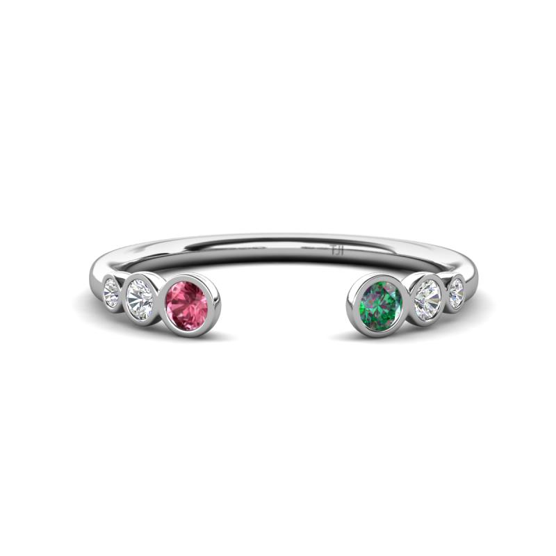 Makena Pink Tourmaline and Created Alexandrite Open Wedding Band 