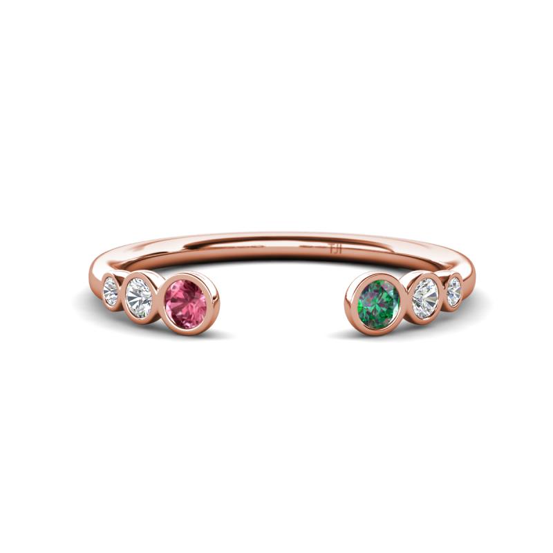 Makena Pink Tourmaline and Created Alexandrite Open Wedding Band 