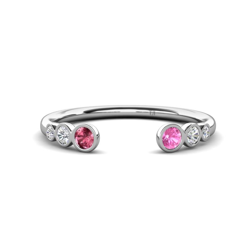 Makena Pink Tourmaline and Pink Sapphire Open Wedding Band 