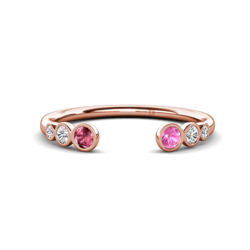 Makena Pink Tourmaline and Pink Sapphire Open Wedding Band 