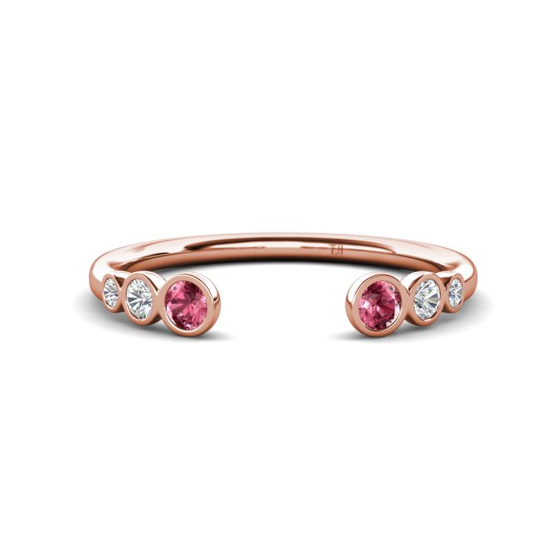 Makena Pink Tourmaline and Lab Grown Diamonds Open Wedding Band 
