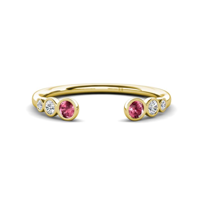 Makena Pink Tourmaline and Lab Grown Diamonds Open Wedding Band 