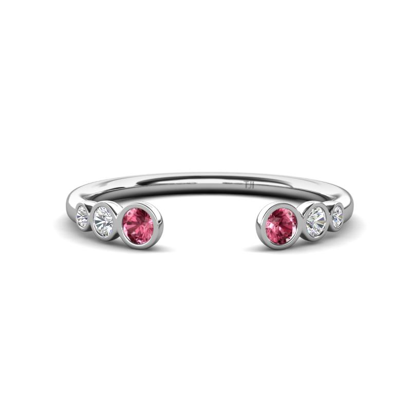 Makena Pink Tourmaline and Lab Grown Diamonds Open Wedding Band 