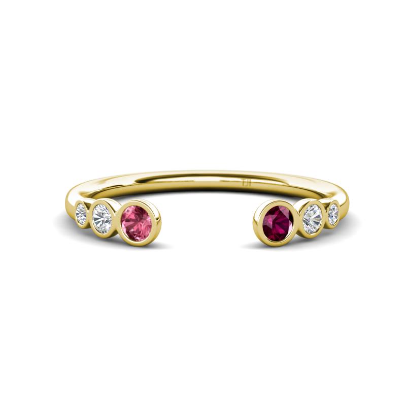 Makena Pink Tourmaline and Rhodolite Garnet Open Wedding Band 