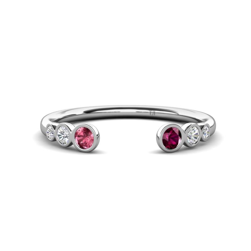 Makena Pink Tourmaline and Rhodolite Garnet Open Wedding Band 