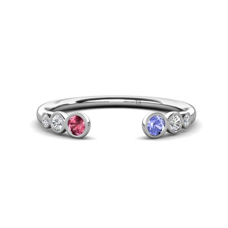 Makena Pink Tourmaline and Tanzanite Open Wedding Band 