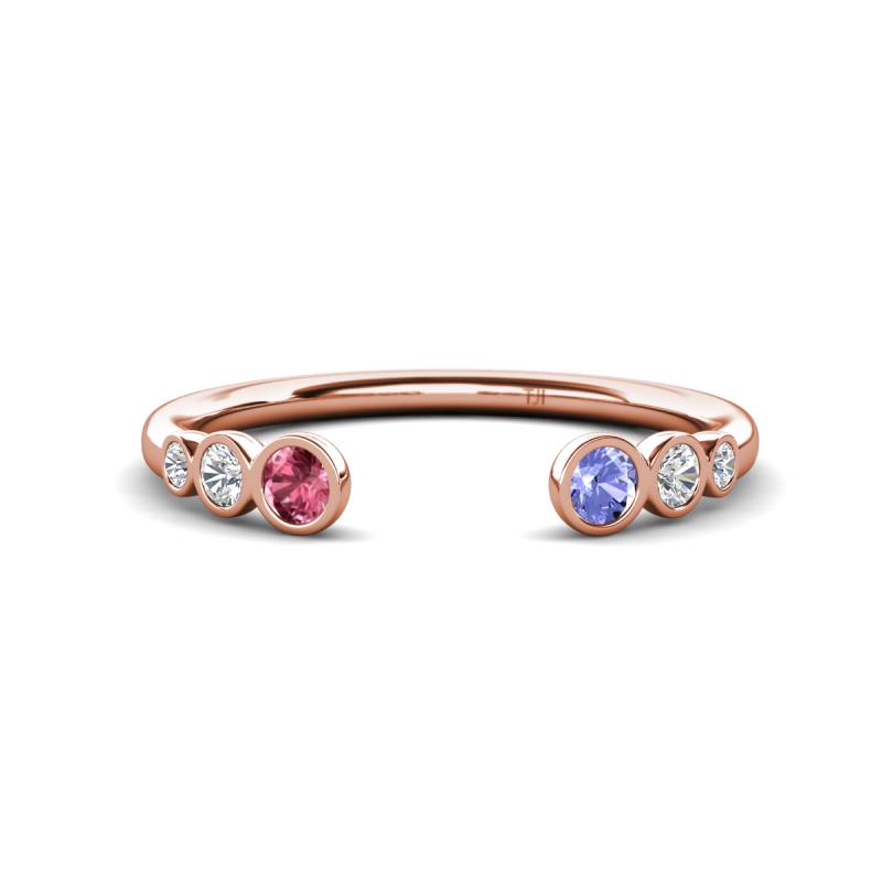 Makena Pink Tourmaline and Tanzanite Open Wedding Band 