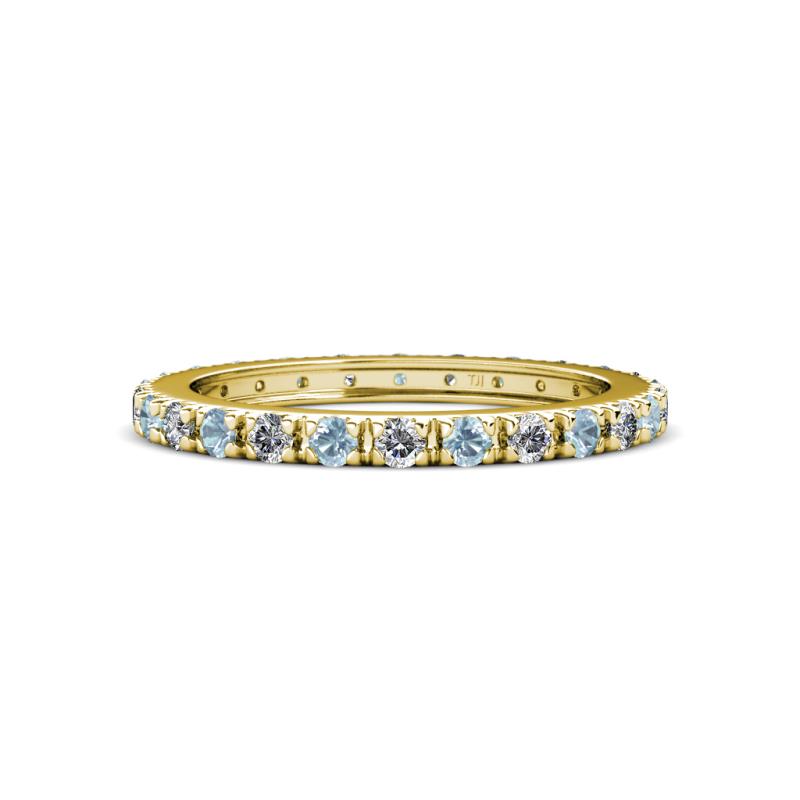 Gracie 2.30 mm Round Aquamarine and Diamond Eternity Band 