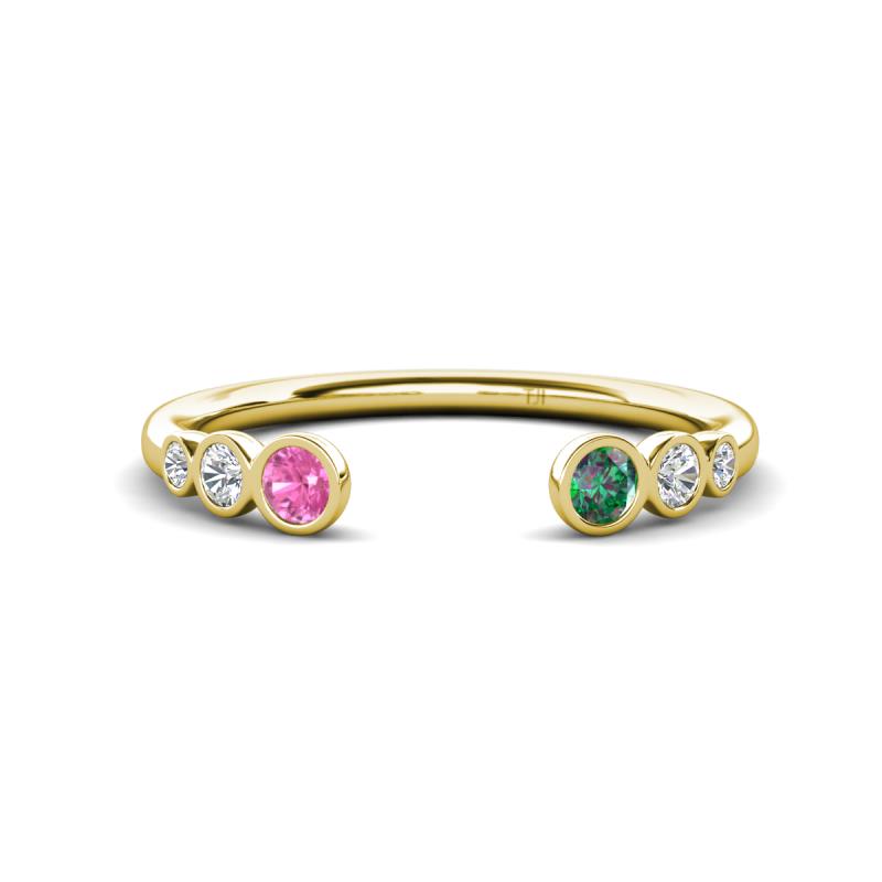 Makena Pink Sapphire and Created Alexandrite Open Wedding Band 