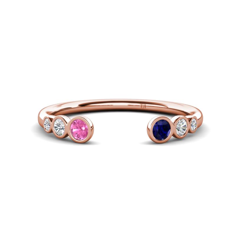 Makena Pink Sapphire and Blue Sapphire Open Wedding Band 
