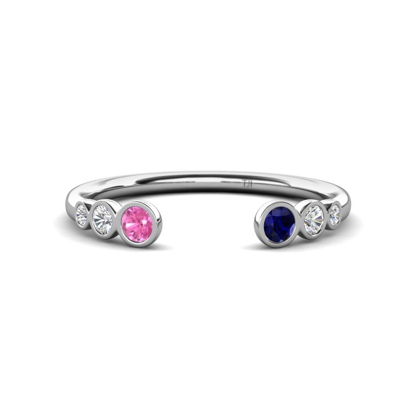 Makena Pink Sapphire and Blue Sapphire Open Wedding Band 