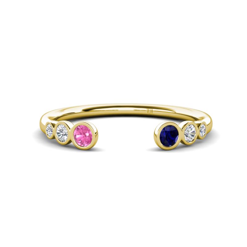 Makena Pink Sapphire and Blue Sapphire Open Wedding Band 