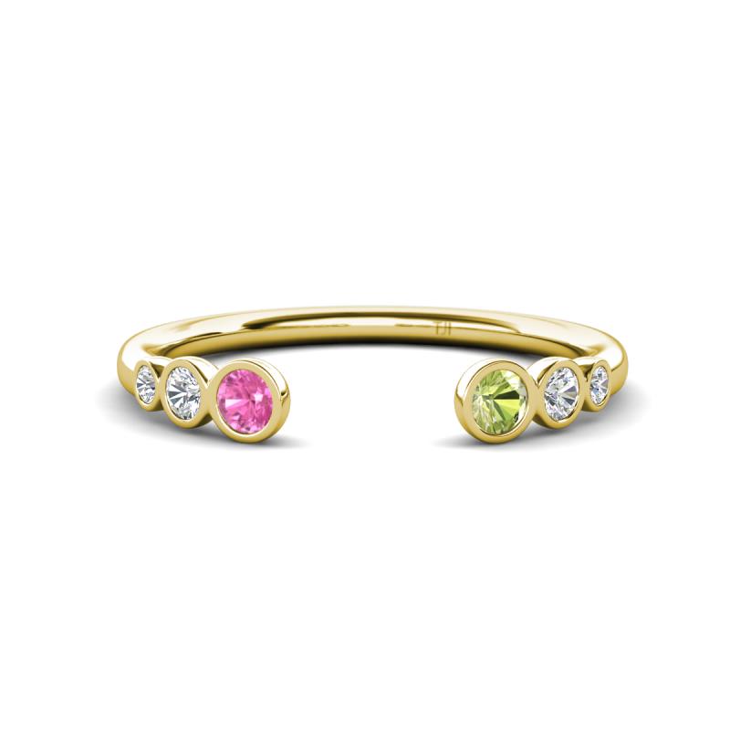 Makena Pink Sapphire and Peridot Open Wedding Band 