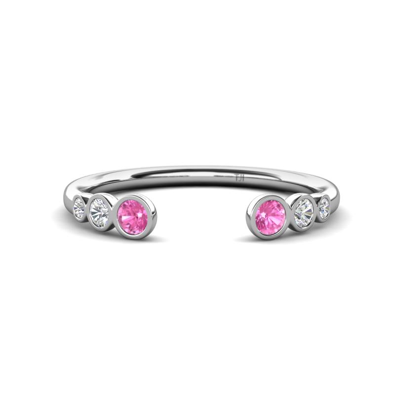 Makena Pink Sapphire and Lab Grown Diamonds Open Wedding Band 