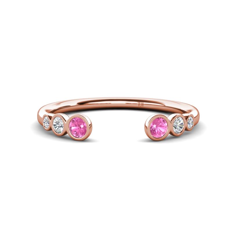 Makena Pink Sapphire and Lab Grown Diamonds Open Wedding Band 