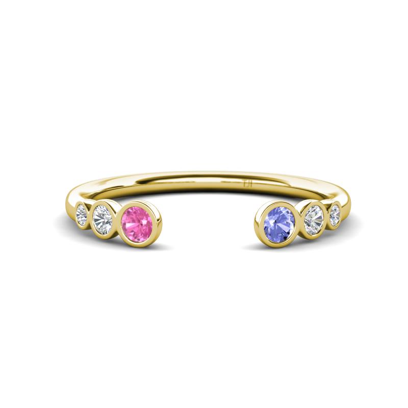Makena Pink Sapphire and Tanzanite Open Wedding Band 