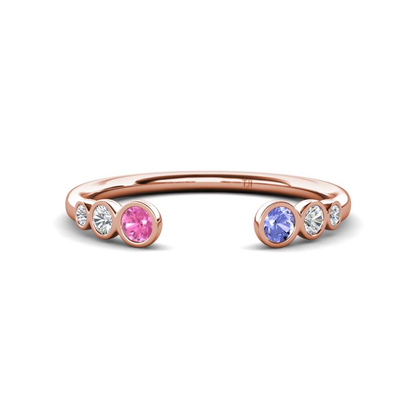 Makena Pink Sapphire and Tanzanite Open Wedding Band 