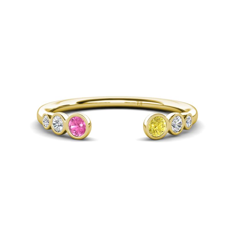 Makena Pink Sapphire and Yellow Diamond Open Wedding Band 