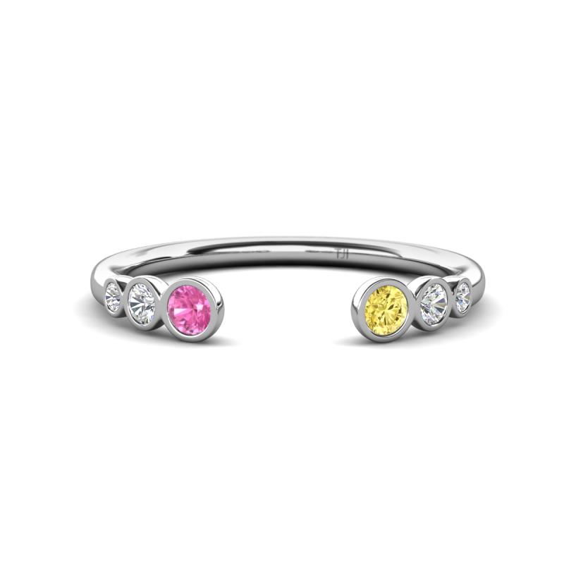 Makena Pink Sapphire and Yellow Sapphire Open Wedding Band 
