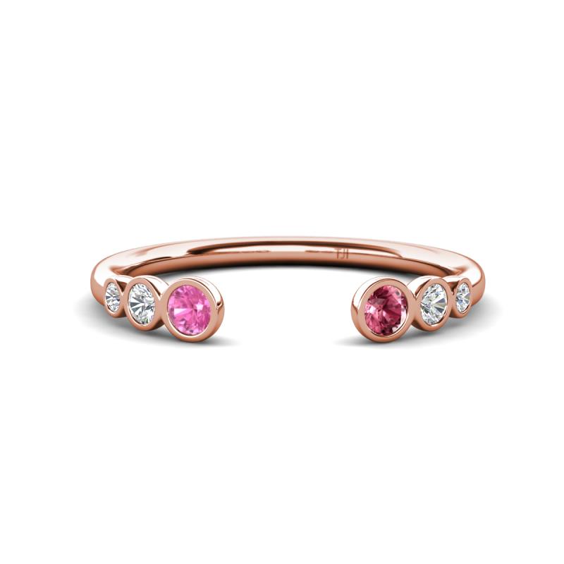 Makena Pink Sapphire and Pink Tourmaline Open Wedding Band 