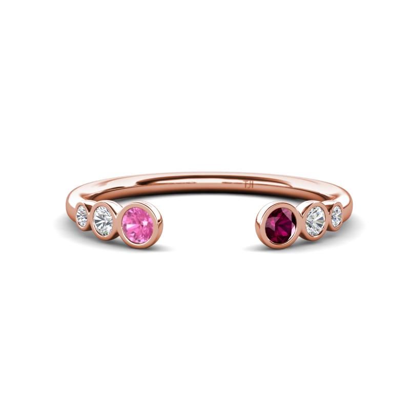Makena Pink Sapphire and Rhodolite Garnet Open Wedding Band 