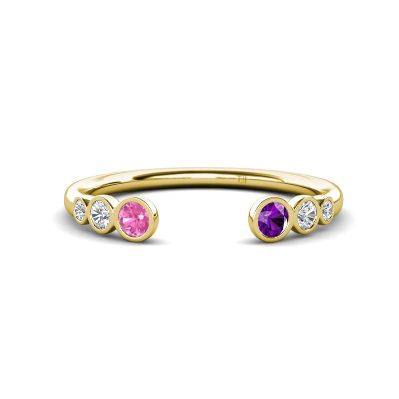 Makena Pink Sapphire and Amethyst Open Wedding Band 