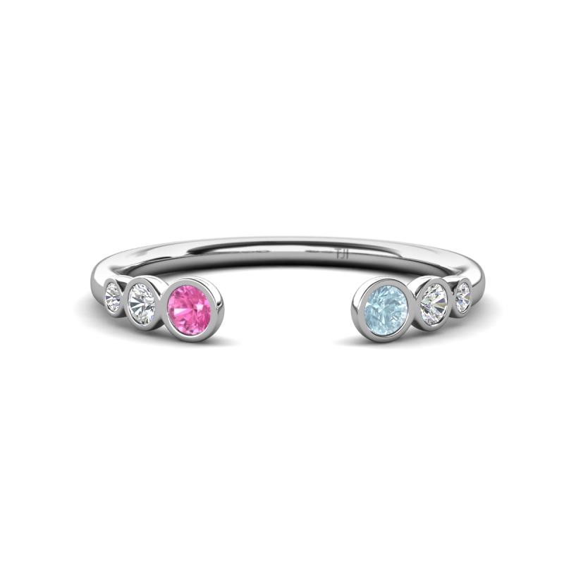 Makena Pink Sapphire and Aquamarine Open Wedding Band 