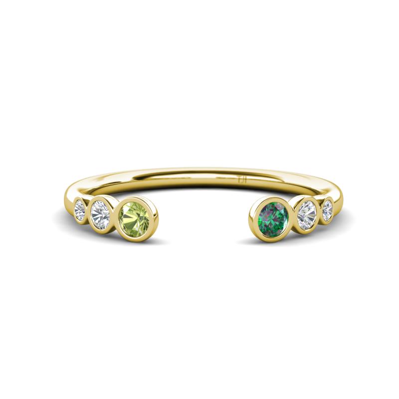 Makena Peridot and Created Alexandrite Open Wedding Band 