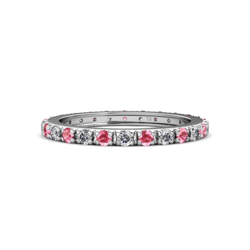 Gracie 2.30 mm Round Pink Tourmaline and Diamond Eternity Band 