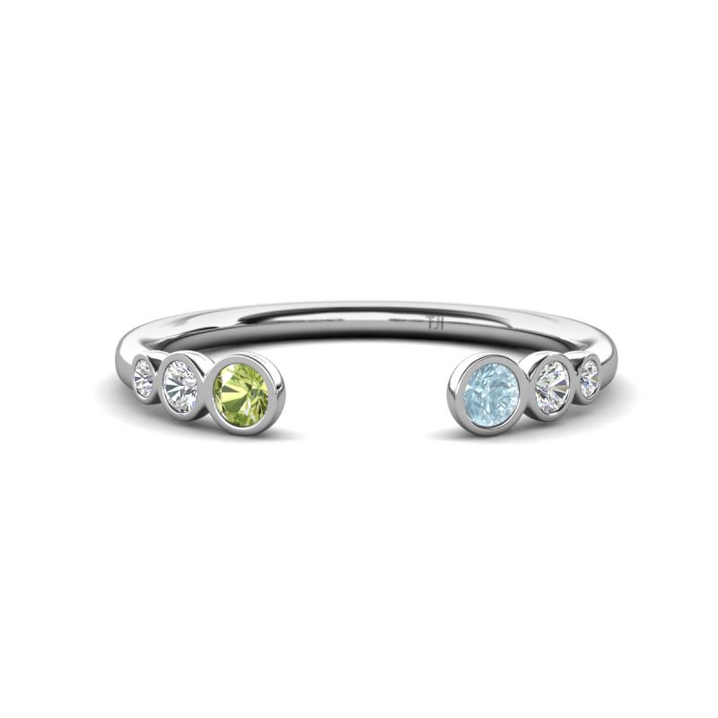 Makena Peridot and Aquamarine Open Wedding Band 