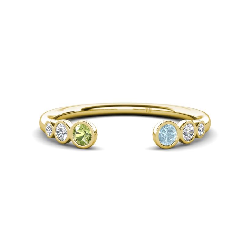 Makena Peridot and Aquamarine Open Wedding Band 