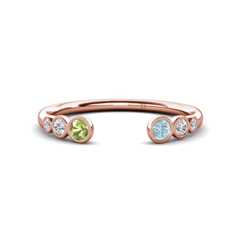 Makena Peridot and Aquamarine Open Wedding Band 